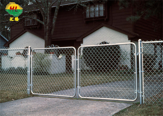 Residential Green Chain Mesh Fencing Double Swing Gates - 1-3/8" Galvanized Frame