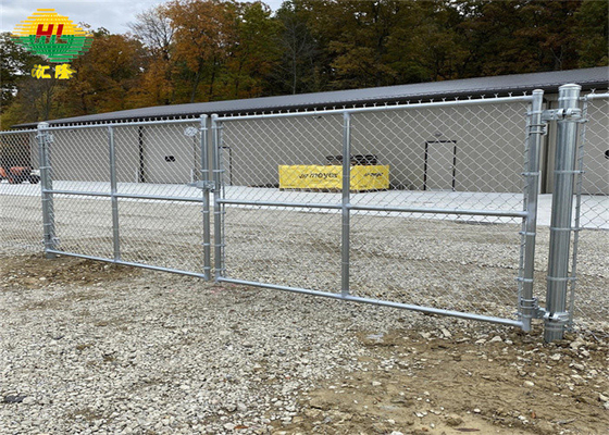 Residential Green Chain Mesh Fencing Double Swing Gates - 1-3/8" Galvanized Frame